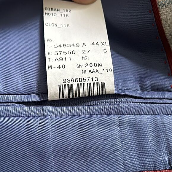 Westport Black Windowpane Grey/Blue 2 Button Wool/Silk Unlined Sports coat 44XL - Picture 13 of 15
